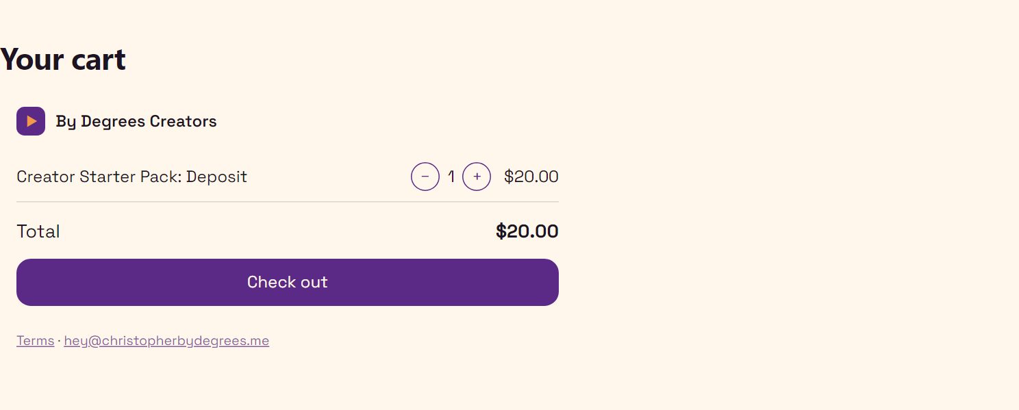 The creators' cart: Creator Starter Pack deposit